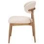 Round Walnut Dining Table Set with 4 Beige Upholstered Curved Dining Chairs - Owen