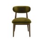 Walnut and Olive Green Upholstered Curved Dining Chair with Open Back - Kori