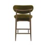 Set of 2 Walnut and Olive Green Upholstered Curved Kitchen Stools with Open Back - Kori