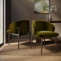 KOR014 Walnut and Olive Green Velvet Curved Dining Chair with Solid Wood Exposed Back - Kori