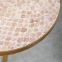 Gold Side Table with Pink Patterned Top - Kourtney