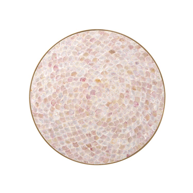 Gold Side Table with Pink Patterned Top - Kourtney