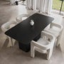 White Boucle Upholstered Curved Tub Dining Chair - Kirra