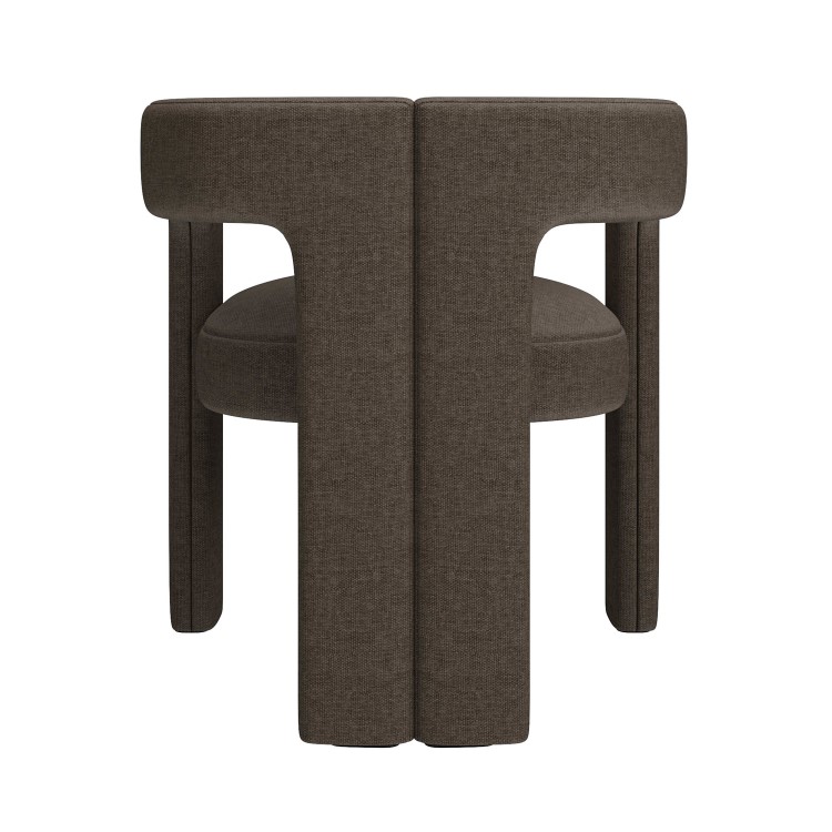 Taupe Chenille Curved Dining Chair - Kirra