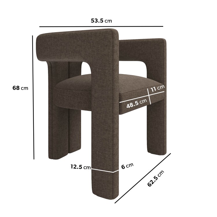 Taupe Chenille Curved Dining Chair - Kirra