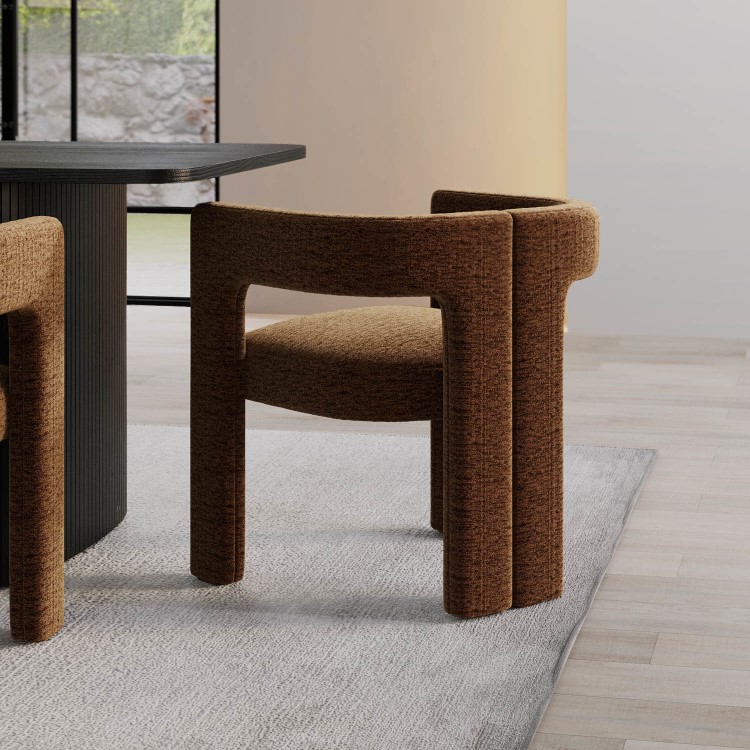 ONLY OPENED - Burnt Orange Luxury Upholstered Curved Tub Dining Chair - Kirra
