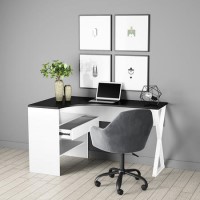 White L Shaped Desk with Storage Drawers - Karter