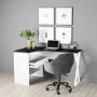 White L Shaped Desk with Storage Drawers - Karter
