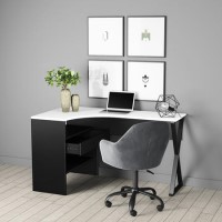 Black L Shaped Desk with Storage Drawers - Karter