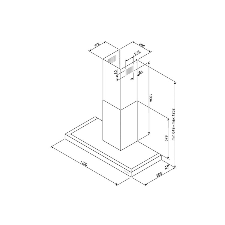 Refurbished Smeg Symphony KS110BLE 110cm Chimney Cooker Hood Black