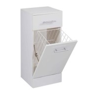 GRADE A1 - White Free Standing Laundry Basket Unit - 300mm Depth