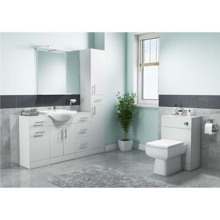 GRADE A1 - White Free Standing Laundry Basket Unit - 300mm Depth