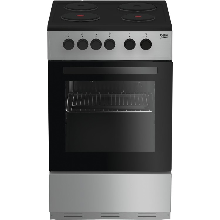 Beko KS530S 50cm Single Oven Electric Cooker With Sealed Plate Hob - Silver