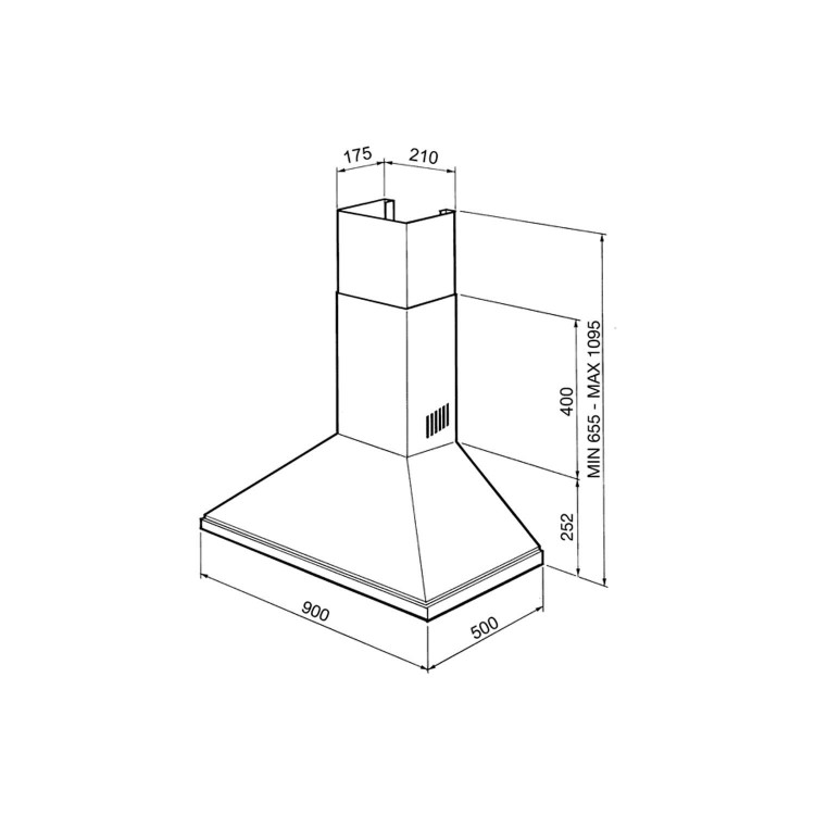Smeg 90cm Chimney Hood - Stainless Steel