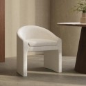 KSY002 Upholstered White Boucle Curved Tub Dining Chair - Kelsey