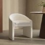 Upholstered White Boucle Curved Tub Dining Chair - Kelsey