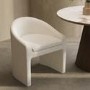 Upholstered White Boucle Curved Tub Dining Chair - Kelsey