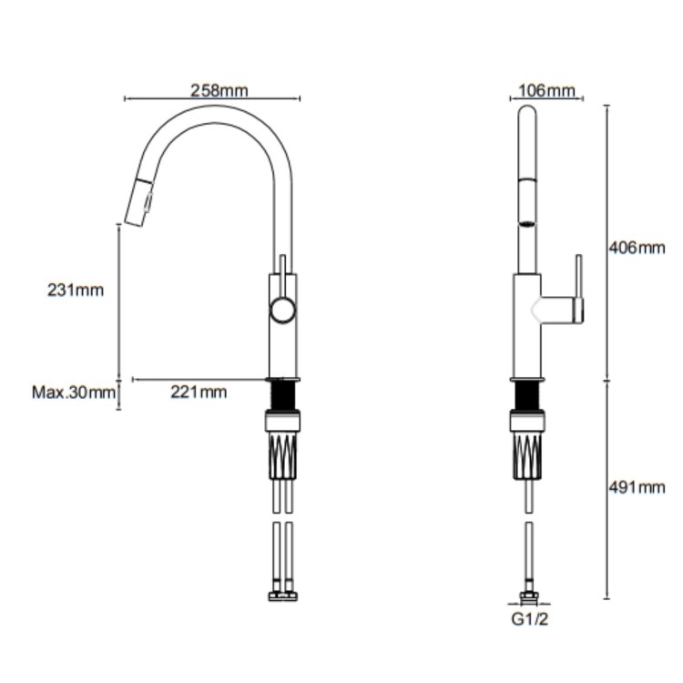 McAlpine Ness Dual Lever Kitchen Mixer Tap - Nickel