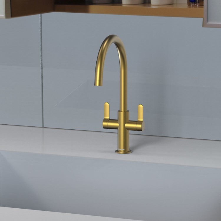 McAlpine Teviot Dual Lever Kitchen Mixer - Brass