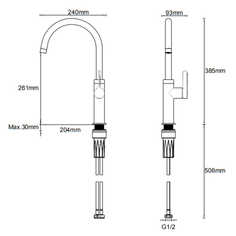 McAlpine Torridon Single Lever Kitchen Mixer Tap - Chrome