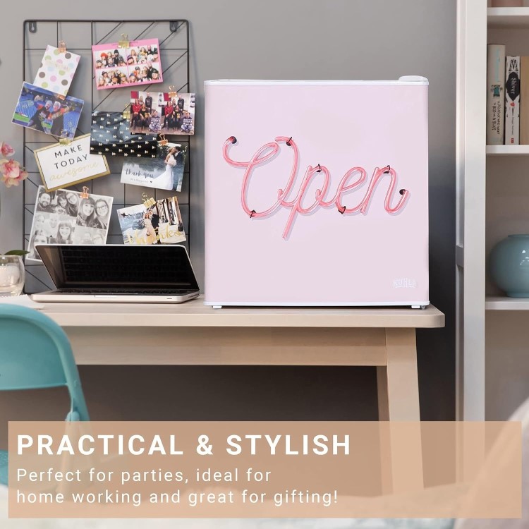 Kuhla Pink Open Sign 45 Litre Table Top Fridge - White