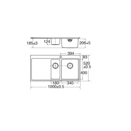 GRADE A2 - CDA KVF22RSS Designer One And A Half Bowl Sink Flush Fit - Right Hand Drainer