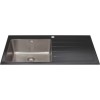 CDA KVL01BL Inset 1.0 Bowl Right Handed Drainer Glass Sink Black