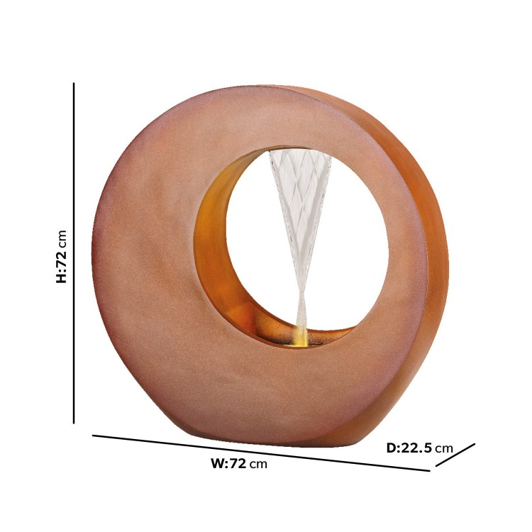 Round Water Feature with LED Lights - Copper Polyresin 