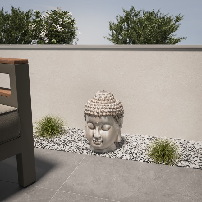 Ceramic Buddha Head Water Feature with LED Lights
