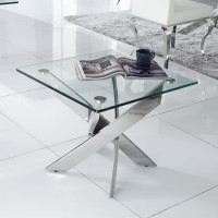Glass Side Table with Chrome Base - Vida Living Kalmar