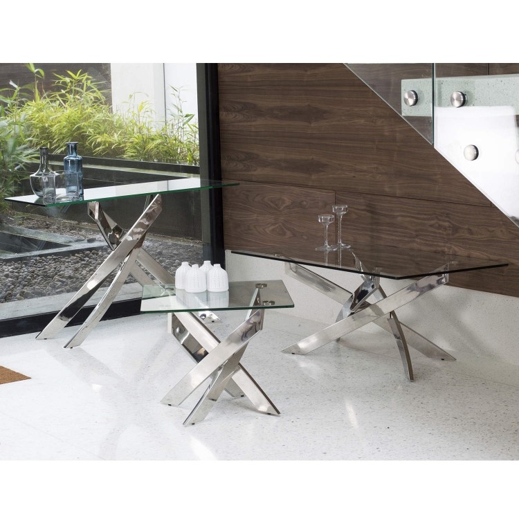 Glass Side Table with Chrome Base - Vida Living Kalmar
