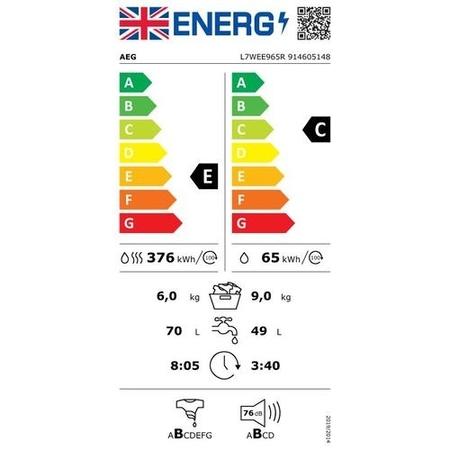 AEG 7000 Series 9kg Wash 6kg Dry 1600rpm Freestanding Washer Dryer - White