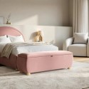 LAC001 Pink Velvet Ottoman Storage Blanket Box 124cm - Lacey