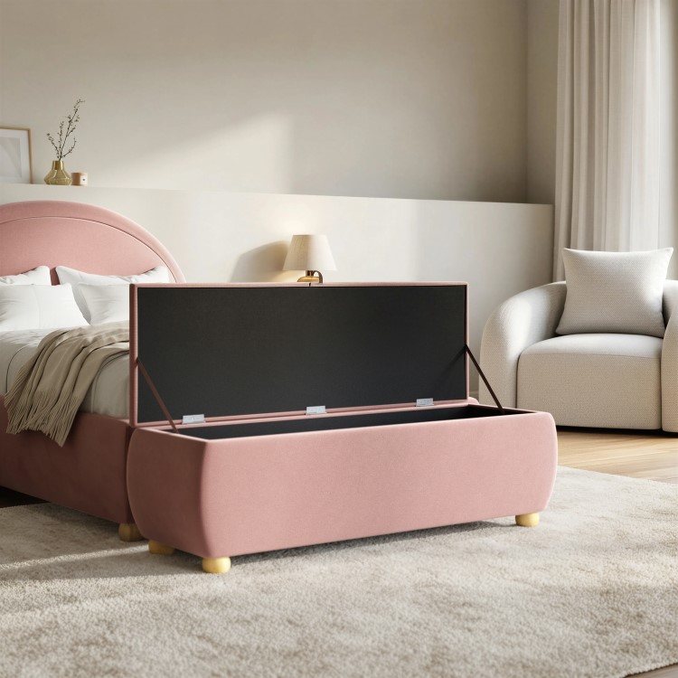Pink Velvet Ottoman Storage Blanket Box 124cm - Lacey