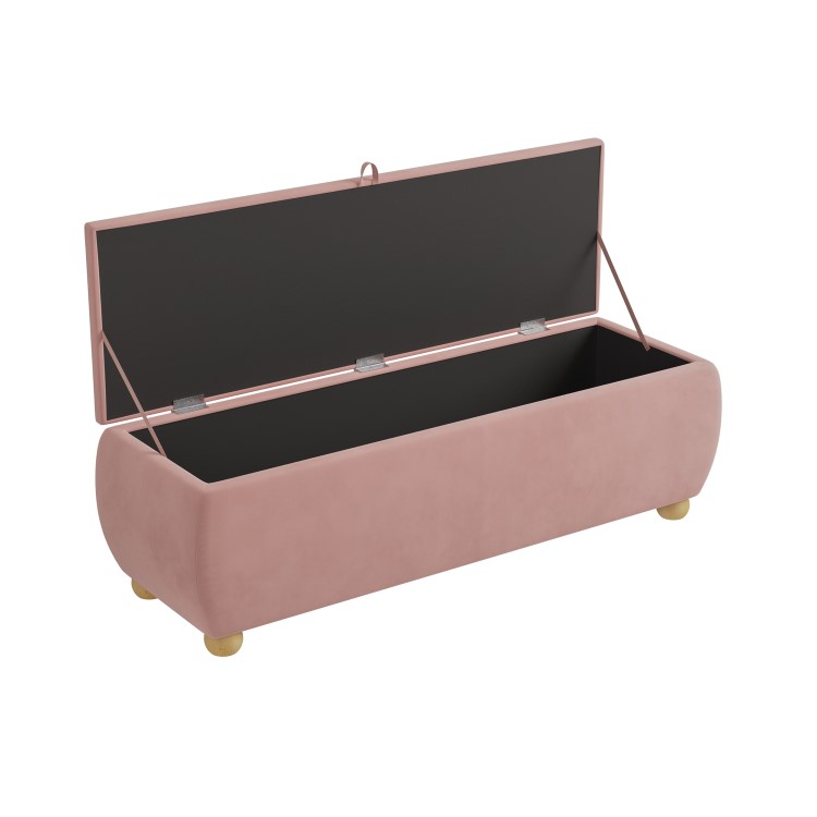 Pink Velvet Ottoman Storage Blanket Box 124cm - Lacey