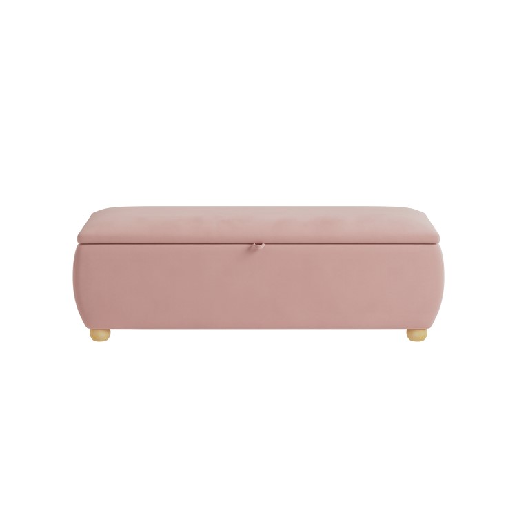 Pink Velvet Ottoman Storage Blanket Box 124cm - Lacey