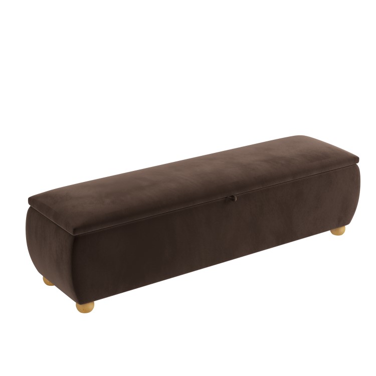 Brown Velvet Ottoman Storage Blanket Box 150cm - Lacey