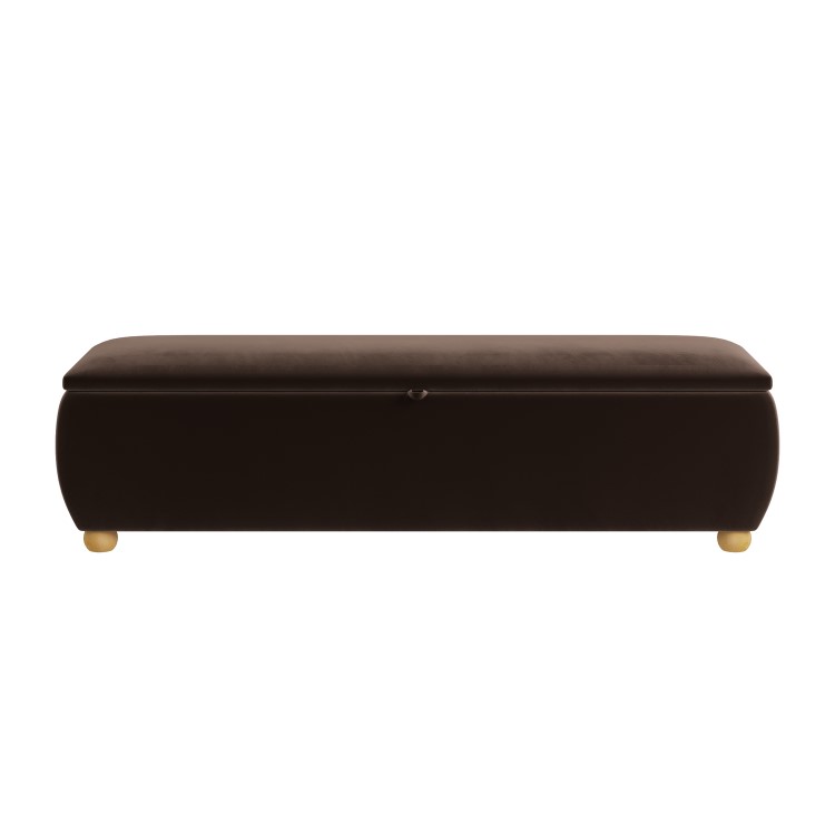 Brown Velvet Ottoman Storage Blanket Box 150cm - Lacey