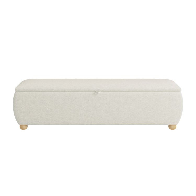 Cream Upholstered Ottoman Storage Blanket Box 150cm - Lacey