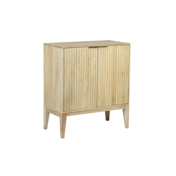 Small Solid Mango Wood Sideboard with Fluted Detail - Linea