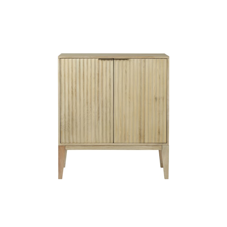 Small Solid Mango Wood Sideboard with Fluted Detail - Linea