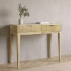 Small Solid Mango Wood Console Table with Fluted Detail Drawers - Linea