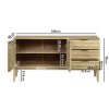 Large Solid Mango Fluted Wood Sideboard with Drawers - Linea