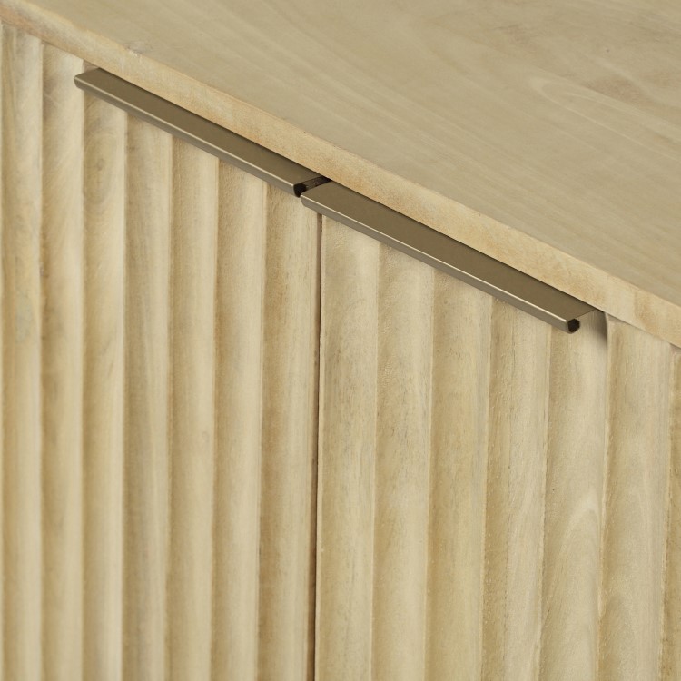 Large Solid Mango Fluted Wood Sideboard with Drawers - Linea