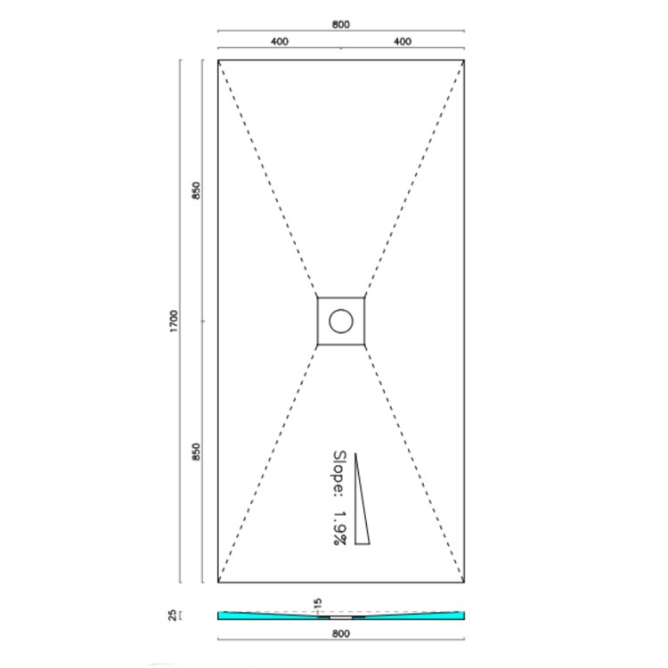 GRADE A1 - 1700 x 800mm Wet Room Shower Tray Formers (Tile-Ready Boards) with Square Waste