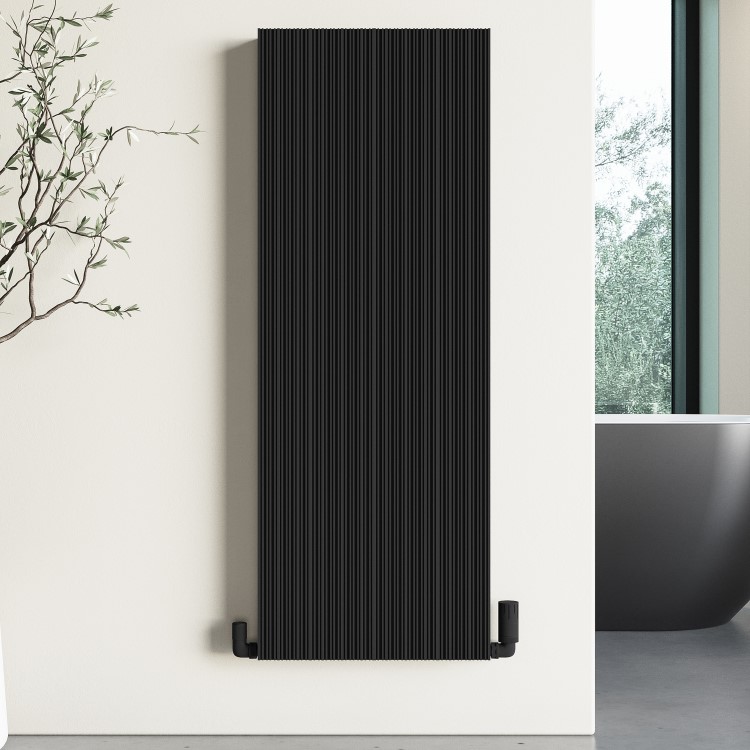 Black Designer Vertical Single Panel Radiator 1200 x 440mm - Laguna