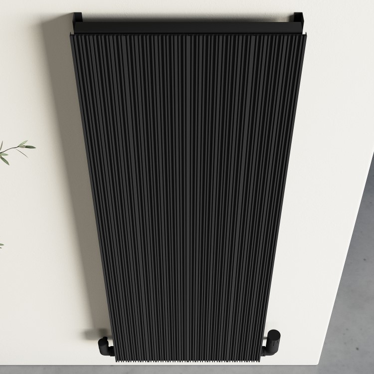 Black Designer Vertical Single Panel Radiator 1200 x 440mm - Laguna