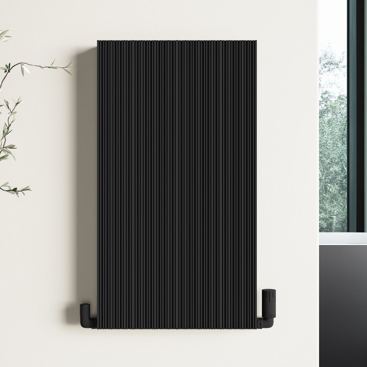 Black Designer Vertical Single Panel Radiator 800 x 440mm - Laguna