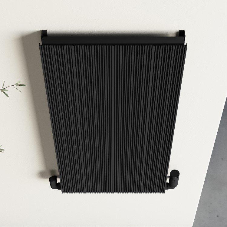 Black Designer Vertical Single Panel Radiator 800 x 440mm - Laguna