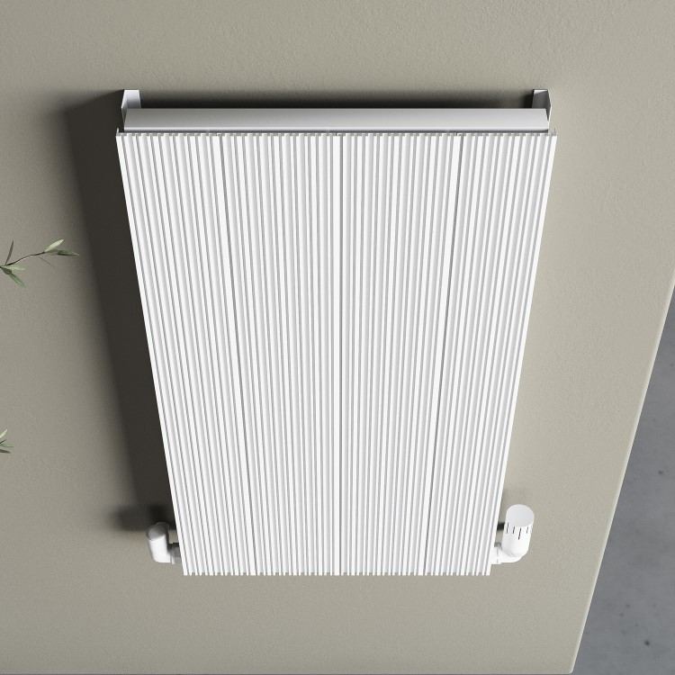 GRADE A1 - White Designer Fluted Vertical Radiator 800 x 440mm - Laguna
